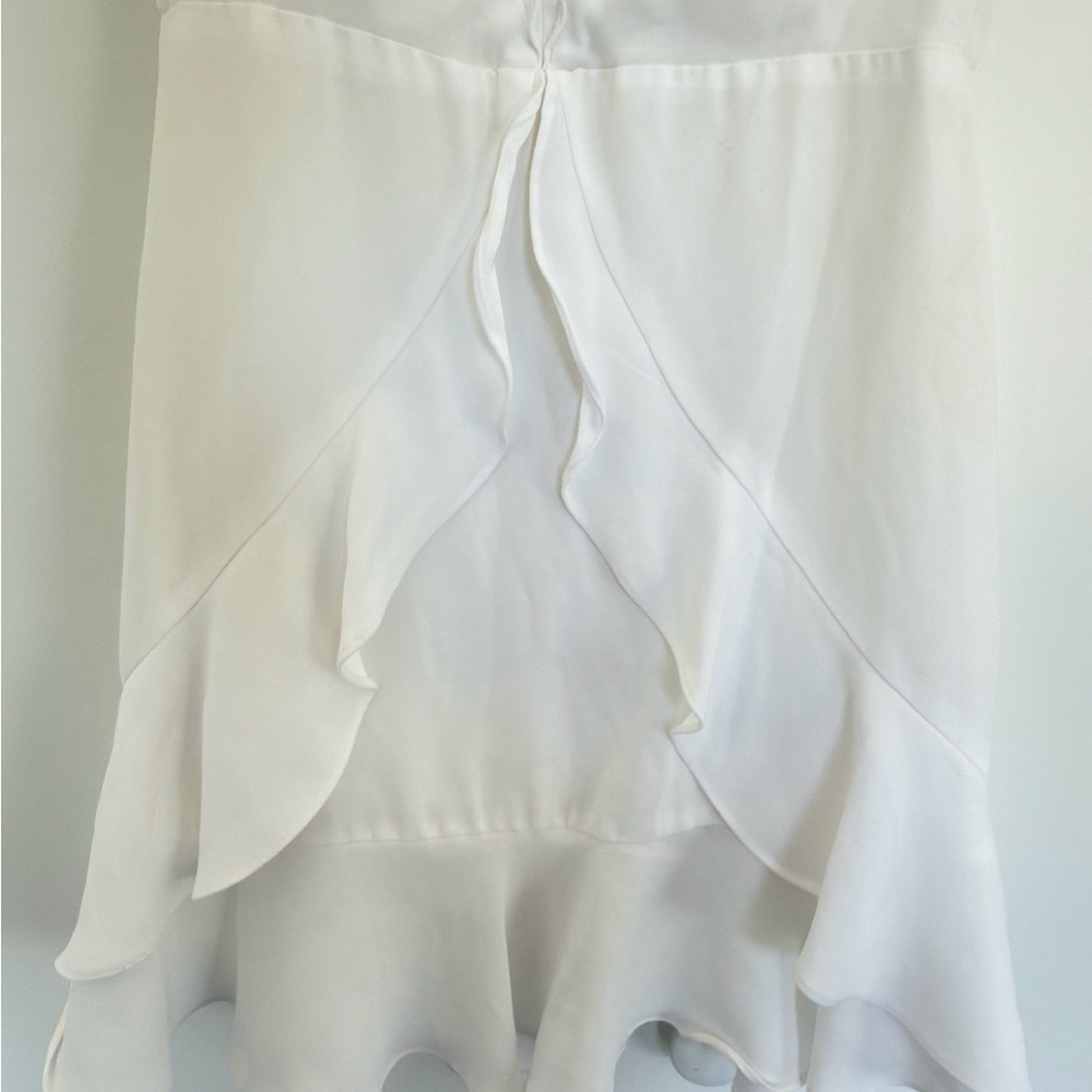 BCBGMaxAzria White Asymmetrical Ruffle Dress - Picture 4 of 6